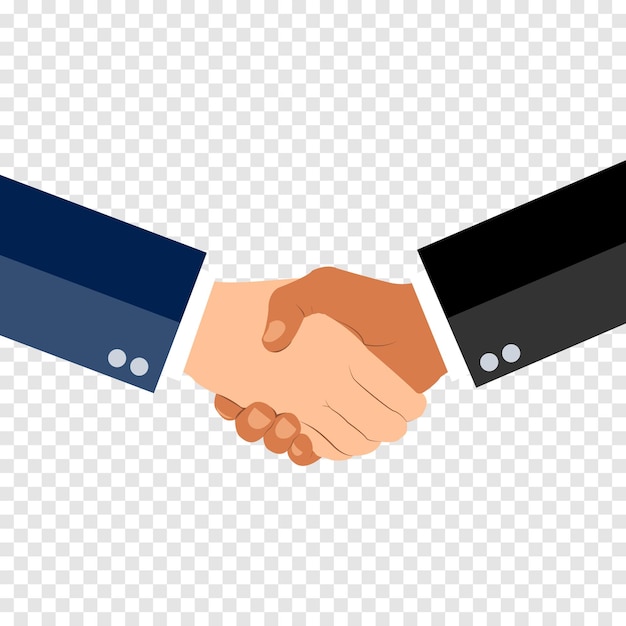 Shaking hands flat design concept on tranparent background Handshake business agreement partnership concepts Two hands of businessman shaking Vector illustration