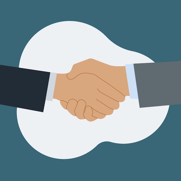 Shaking hands of two business partners. greetings at the meeting. symbol of agreement, consent. vector flat illustration