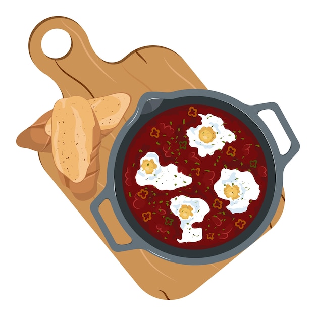 白い背景の上の shakshuka ベクトル図