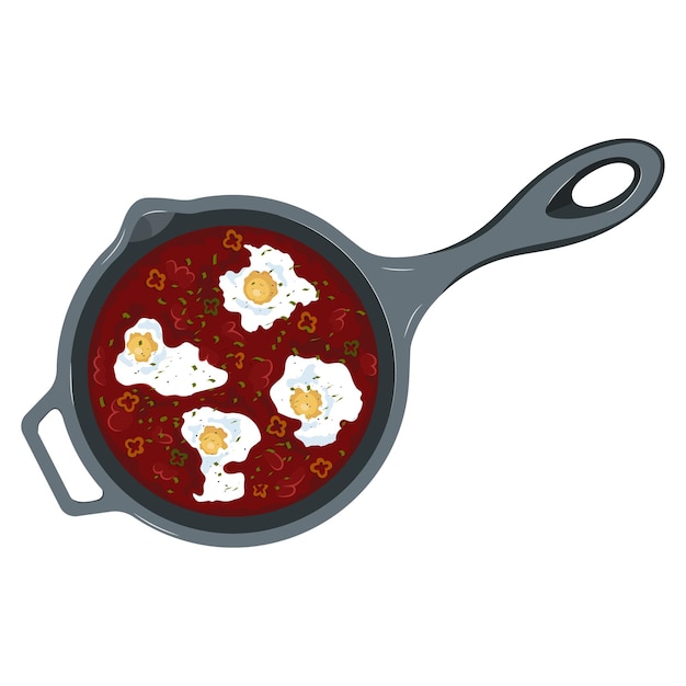 Shakshuka vectorillustratie op een witte achtergrond