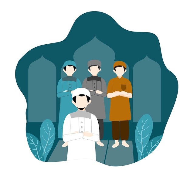 Shalat Islamic Prayer Illustration