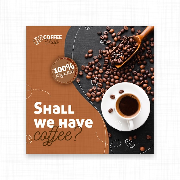 Vector shall we have coffee square flyer