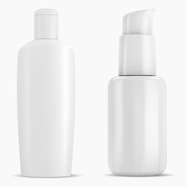 Vector shampoo bottle, mousse package dispenser pump, 3d   container.