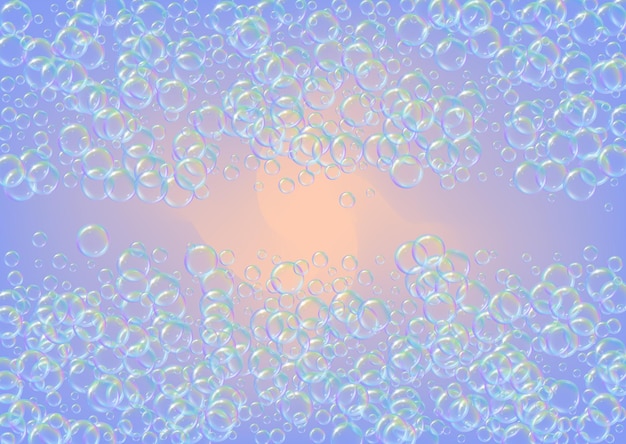 Vector shampoo bubbles on gradient background