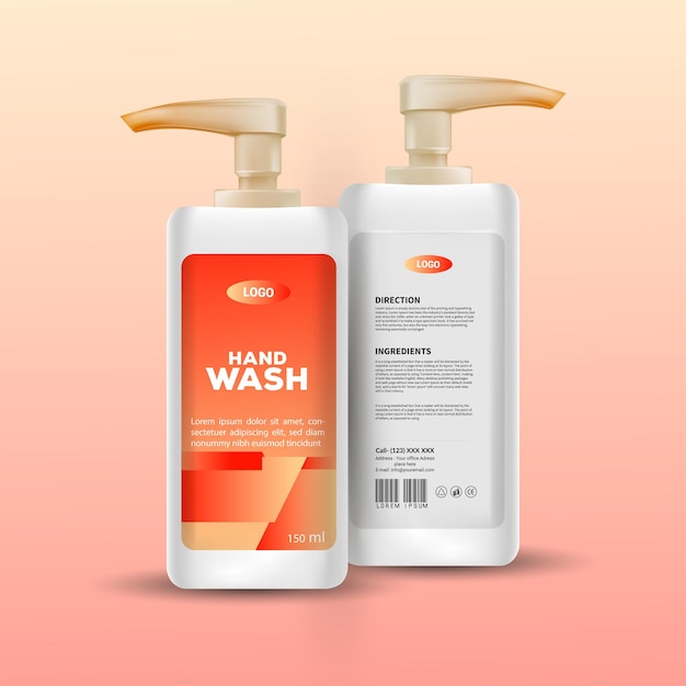 shampoo label design and hair care set cosmetics vector realistic