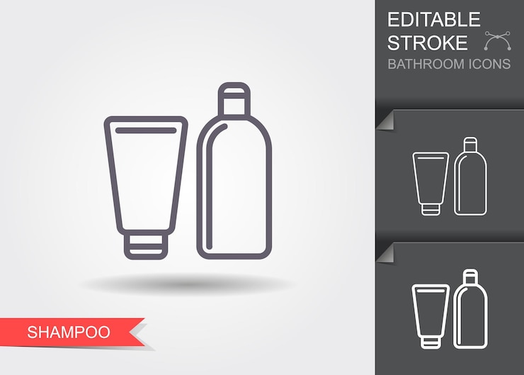 Vector shampoolijnpictogram met bewerkbare lijn met schaduw