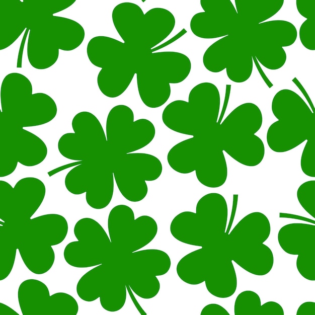 Shamrock, clover leaf vector cartoon seamless pattern.