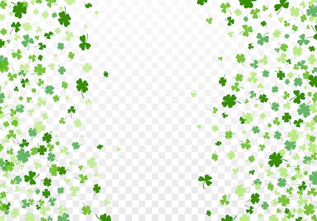 Vector shamrock or clover leaves flat design green backdrop pattern vector illustration