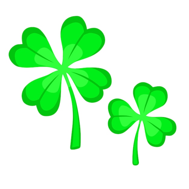 Shamrock e quadrifoglio simbolo del giorno di san patrizio e attributi di buona fortuna dell'illustrazione vettoriale delle vacanze irlandesi