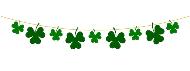 Shamrock garland for st patrick day string of green shamrocks decorative spring vector illustration