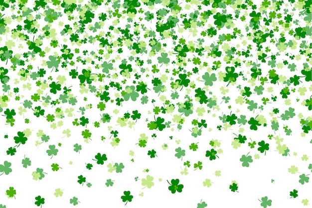Shamrock or green clover leaves pattern background flat design vector illustration isolated