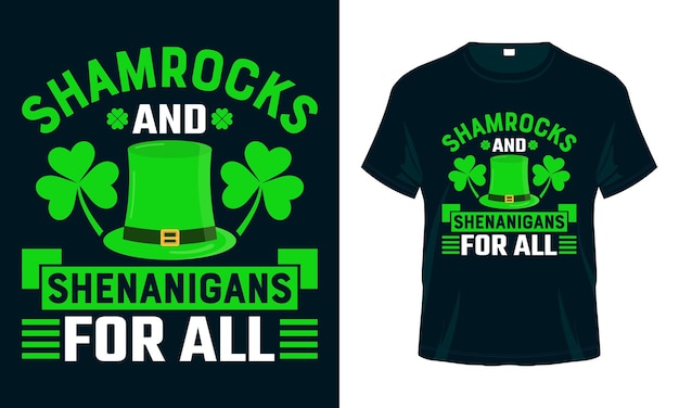 Вектор Дизайн футболки shamrocks and shenanigans for all st patricks day