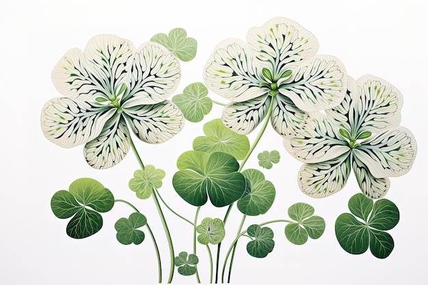 Vector shamrocks clover leaves st patricks day celebrating background 3d rendering