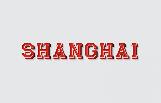 Shanghai-tekst met 3d isometrisch effect