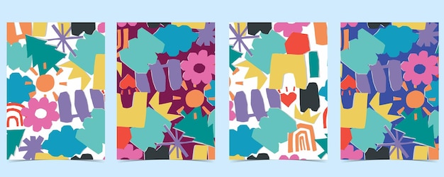 shape paper cut out background with colorfulillustration vector for a4 vertical kid design