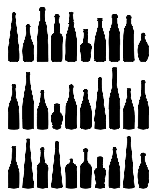 Shape of silhouette of bottle for alcohol beer kvass waters Outline of container for storing liquid