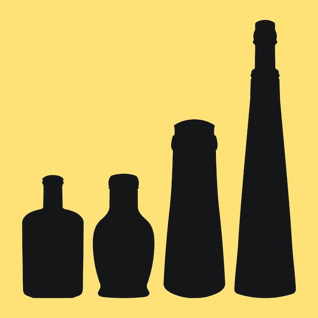 アルコール ビール クワス ウォーターのボトルのシルエットの形状 液体を保管する容器の概要