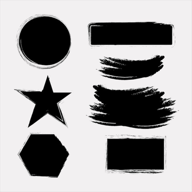 Shape Vector set of ink brush strokes brushes lines black paint grunge hand drawn graphic