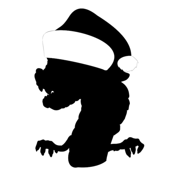 Vector shape of wooden dragon baby with paws wearing santa claus hat