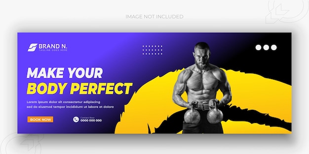 Shape your body fitness gym facebook cover design banner template