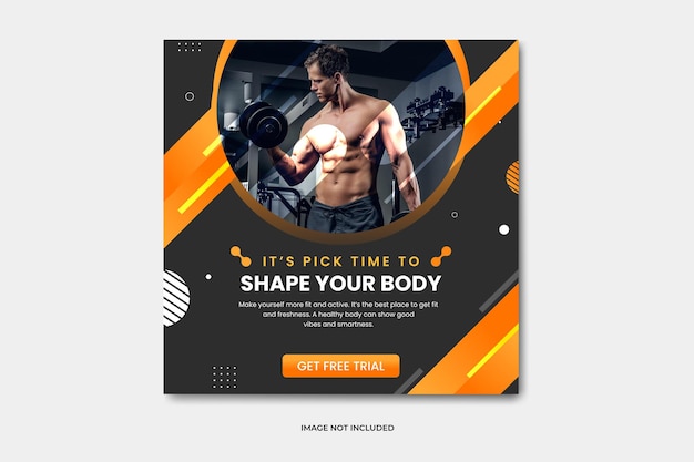 Vector shape your body fitness gym social media post banner design