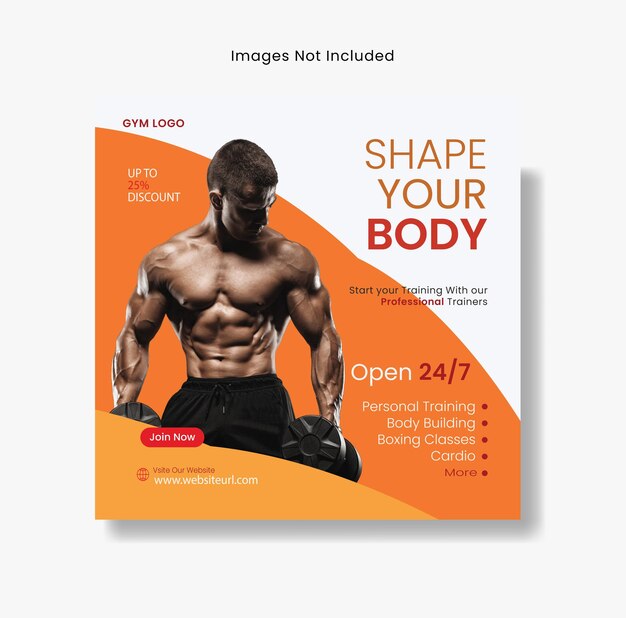 Shape your body gym fitness social media post template