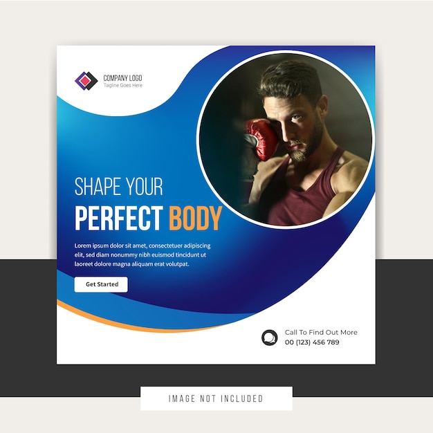 Shape your perfect body social media post template design premium vector