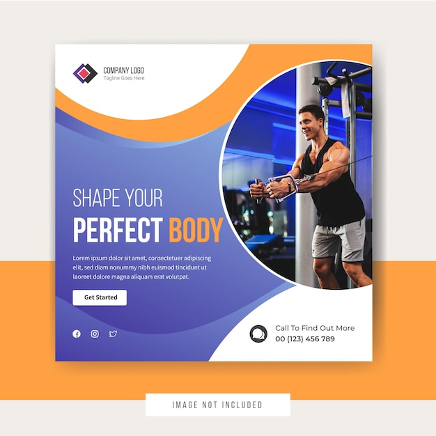 Shape your perfect body social media post template design premium vector