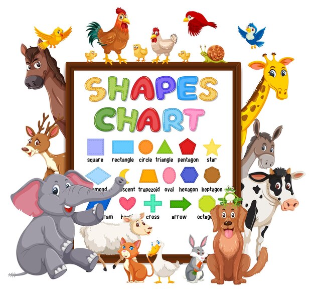 Shapes chart board with wild animals