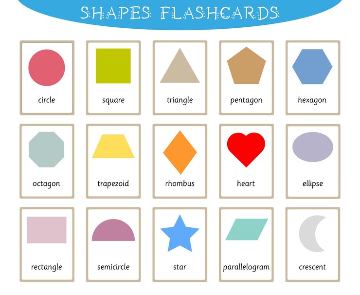 Vector shapes flashcards for kids educational resource math centers for school and homeschool