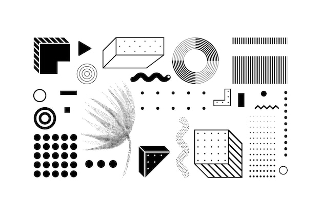 Vector shapes set with geometric elements composition graphic collection for design project