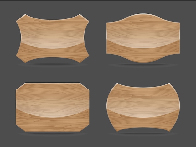 Vector shapes wooden sign boards