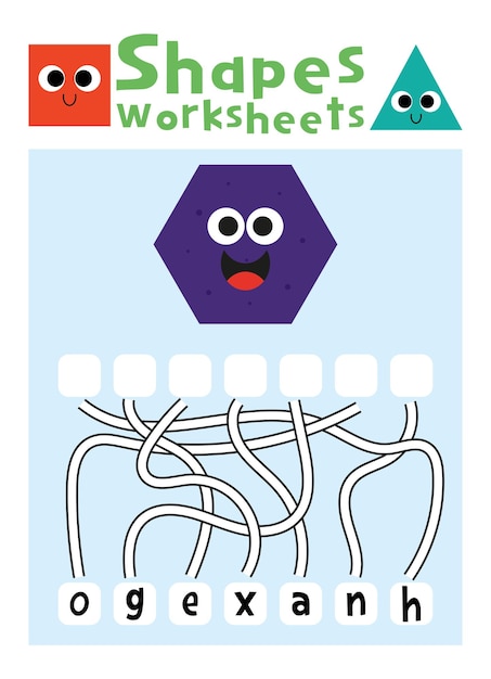 Shapes worksheet for kids. Shapes activity sheet for kids.
Shapes puzzle page for kids.