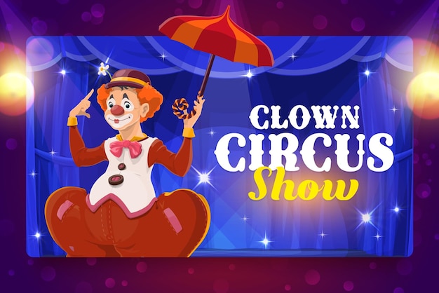 Shapito circus cartoon clown met paraplu