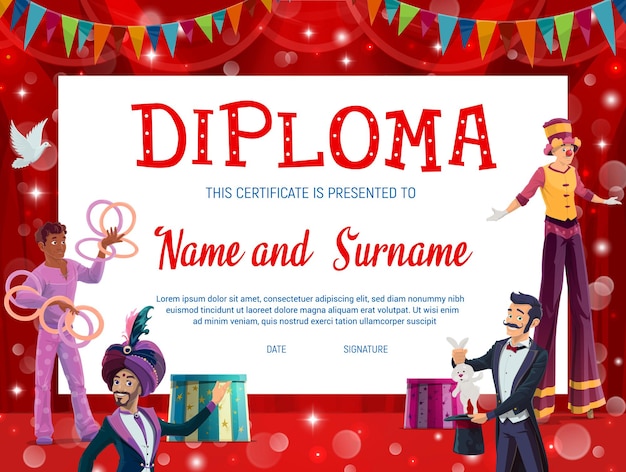 Shapito circus kids education diploma certificate