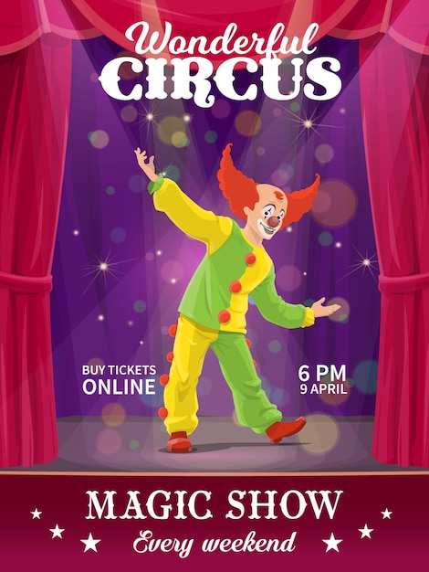 Shapito circusposter, cartoon nar clown, flyer