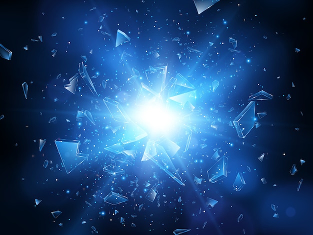 shards of broken glass. abstract explosion.  illustration