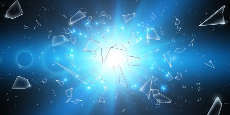 Vector shards of broken glass. abstract explosion. illustration.