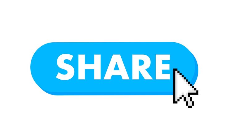 Vector 커서가 있는 공유 버튼 포인터 클릭 벡터 웹 버튼