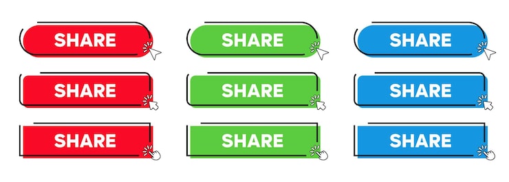 Vector 使用點擊指針或箭頭點擊的按 現代簡單的網頁行動按鈕 分享向量