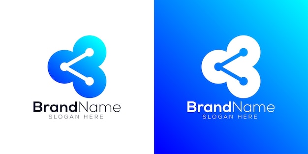 Share icon logo design template on white and blue background