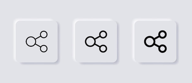 Condividi icona simbolo di connessione di rete con stile neumorfico o icone di collegamento dati nei pulsanti di neumorfismo