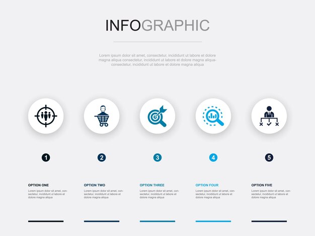 공유 경제 공동 작업 자동차 공유 속성 공유 장치 공유 아이콘 Infographic 디자인 템플릿 5단계로 창의적인 개념