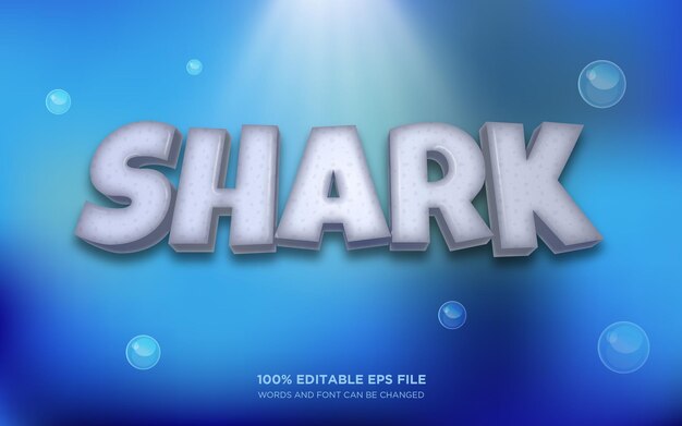 Vettore effetto di stile di testo modificabile shark 3d