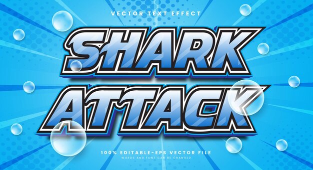Шаблон текстовых эффектов Shark Attack 3D подходит для тематики океанических рыб