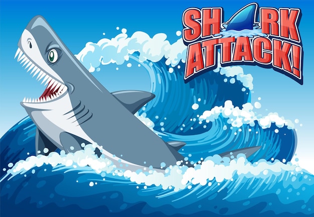 Vector shark attack banner concept with aggressive shark