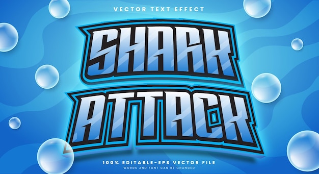 Шаблон текстового эффекта Shark Attack с концепцией волн