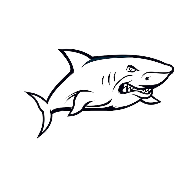 Shark black and white concept isolated on white