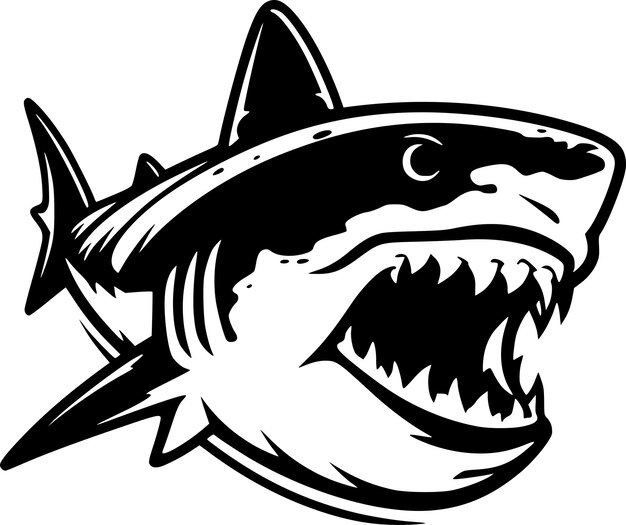 Vector shark black and white isolated icon vector illustration