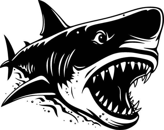 Vector shark black and white isolated icon vector illustration